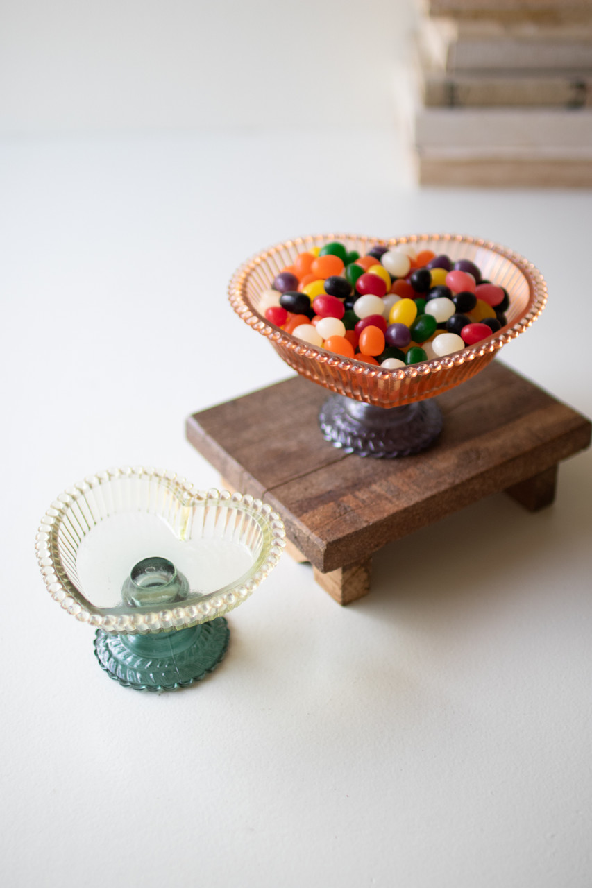 KALALOU NGLE1016 SET OF TWO  GLASS HEART COMPOTES