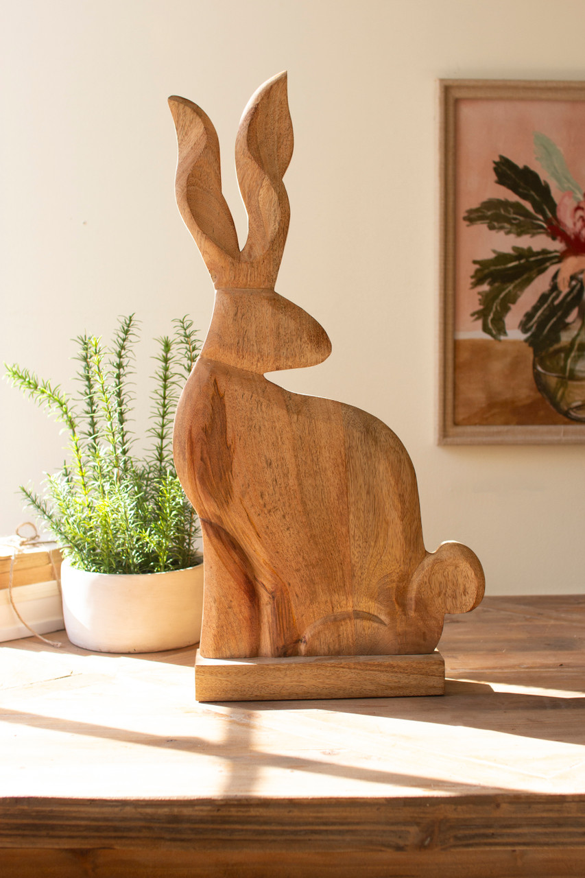 Kalalou Carved Wood Rabbit on Stand - Thumbnail 5