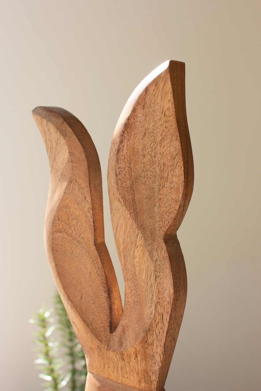 Kalalou Carved Wood Rabbit on Stand - Thumbnail 2