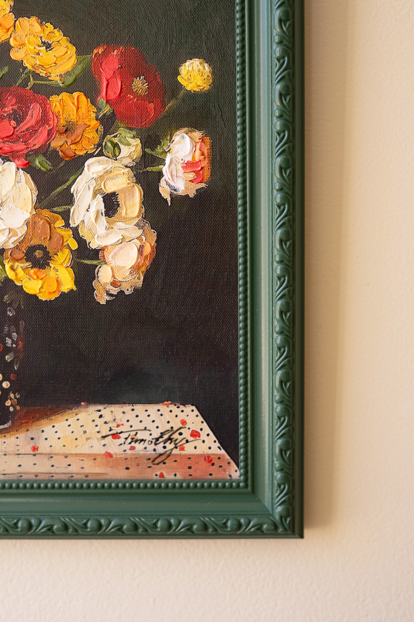 KALALOU CAR1811 GREEN FRAMED STILL LIFE PAINTING