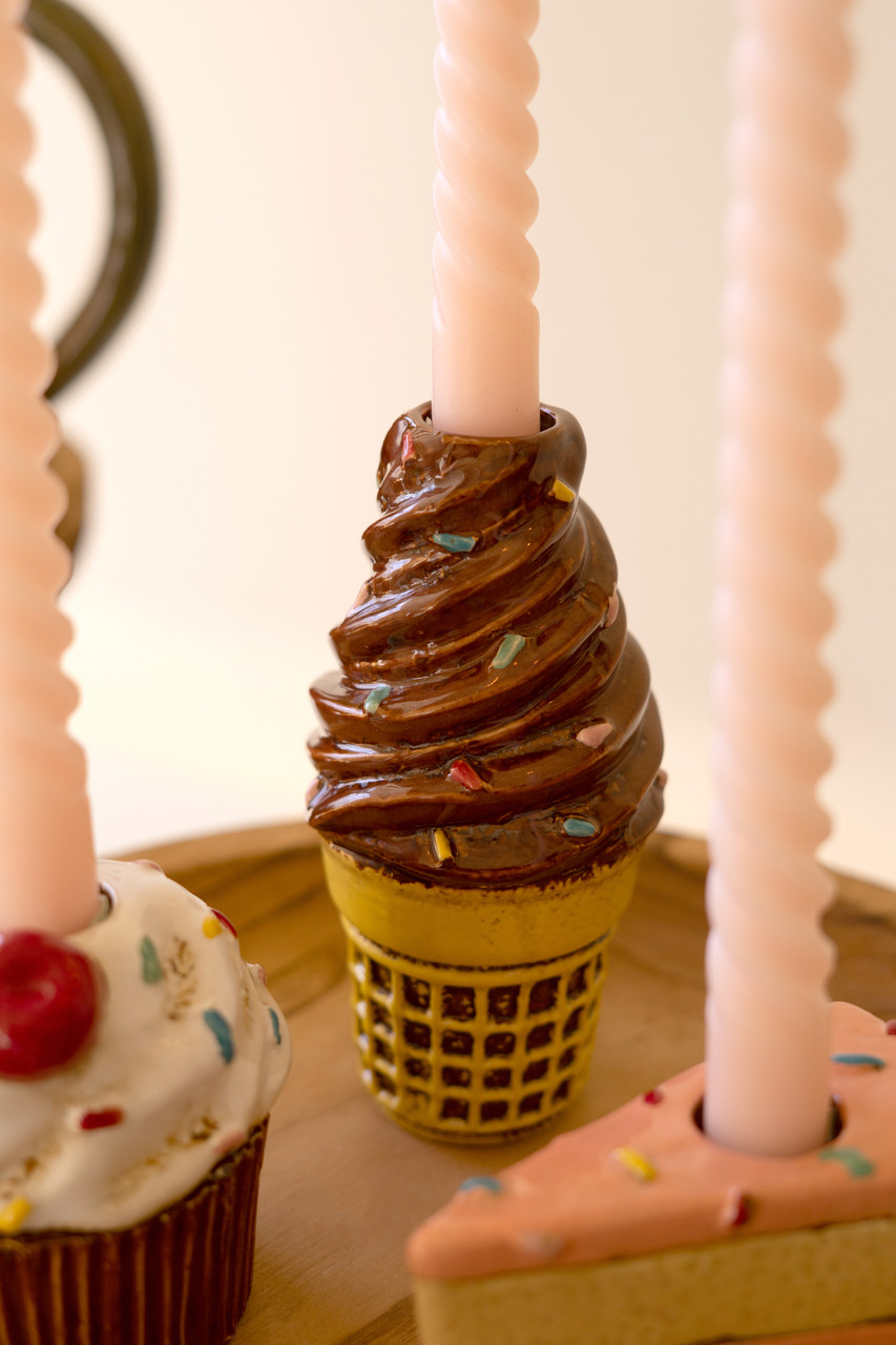 KALALOU CDV2328 SET OF THREE DESSERT CERAMIC TAPER HOLDERS