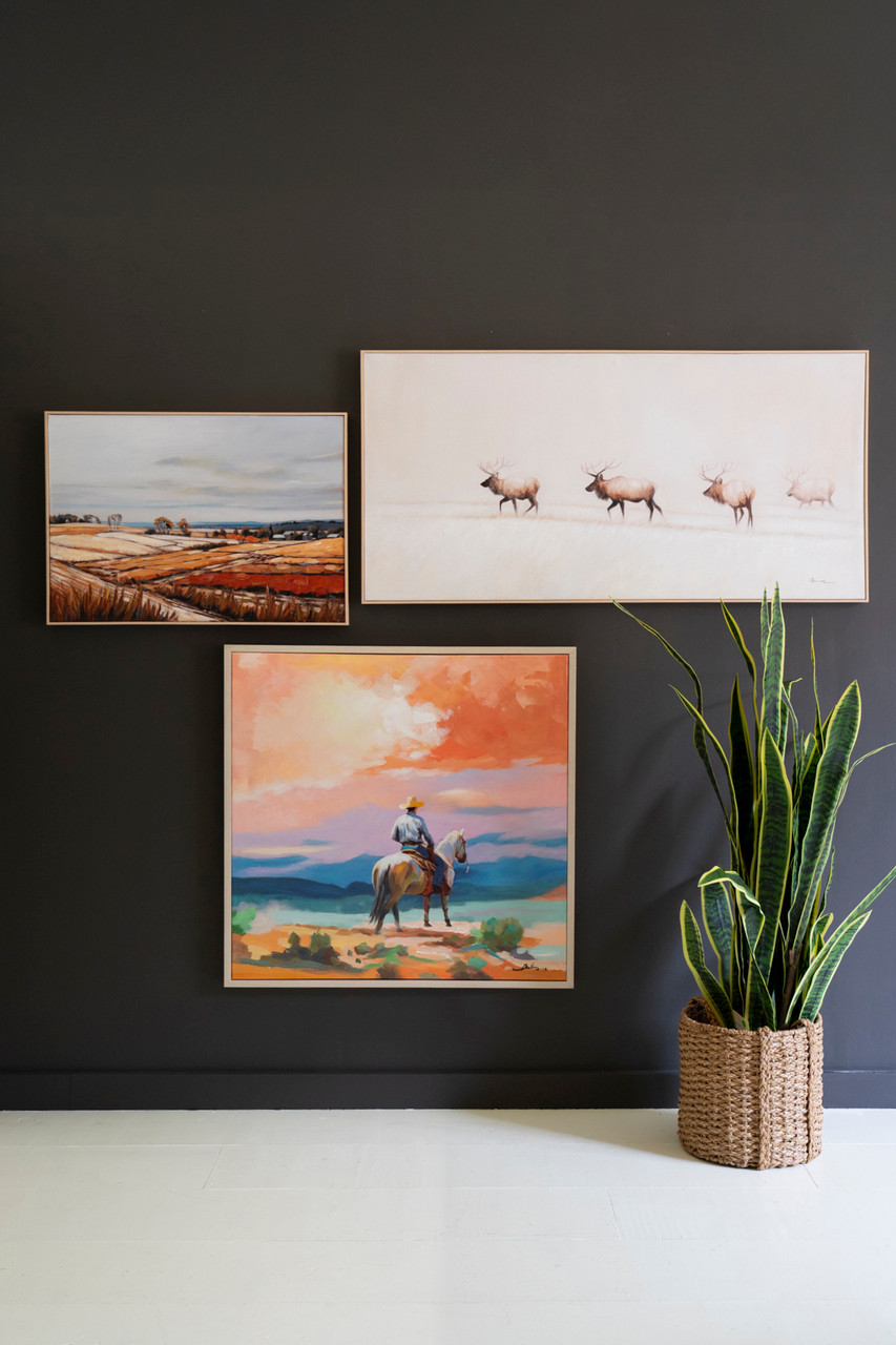 KALALOU CAR1782 FRAMED ACRYLIC PAINTING - ELK