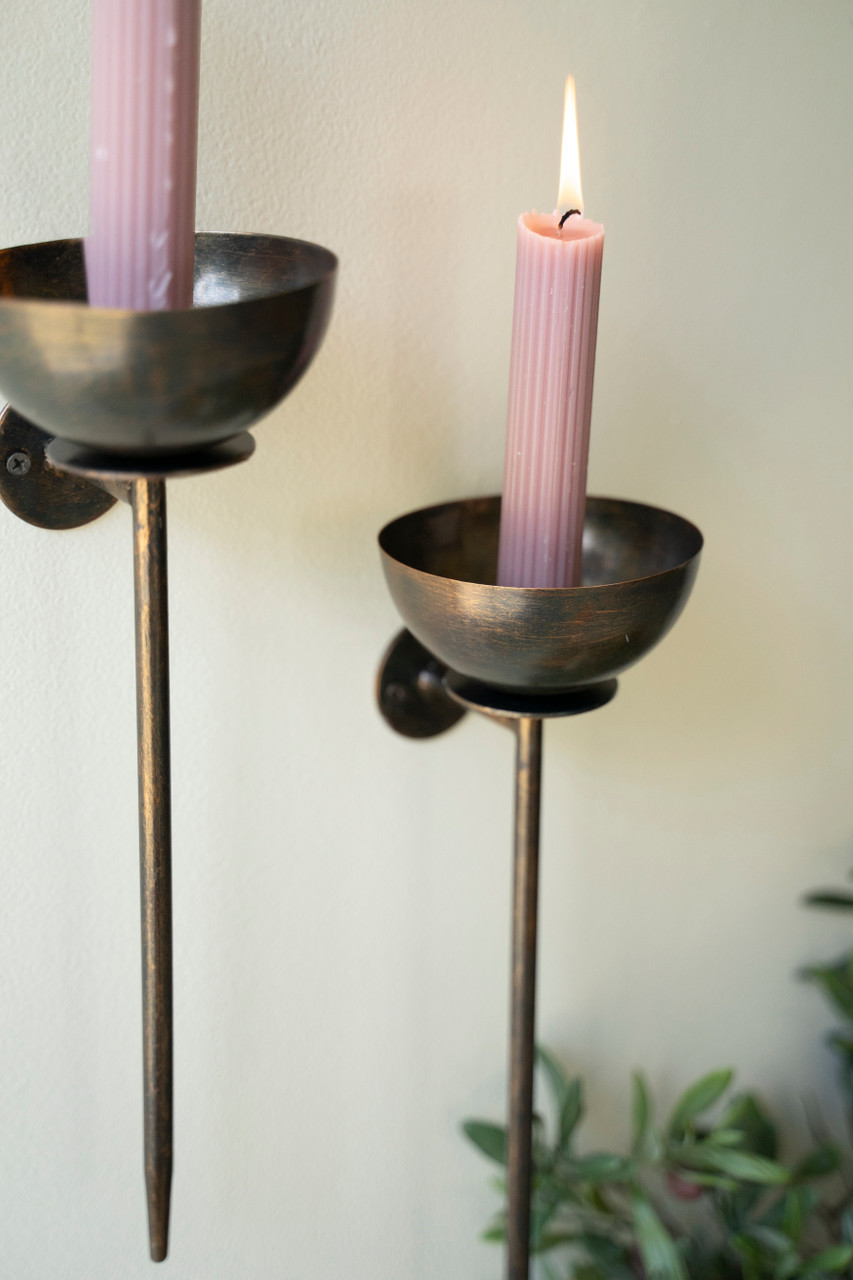 KALALOU CLL2888 SET OF TWO METAL WALL TAPER CANDLE HOLDERS
