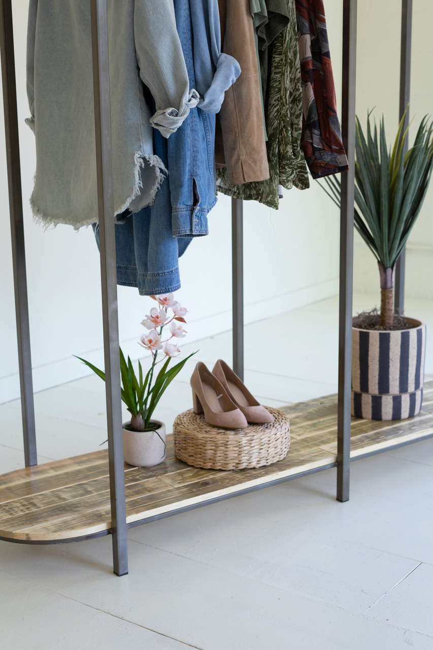 KALALOU CQ7624 TALL IRON AND RECYCLED WOOD GARMENT DISPLAY