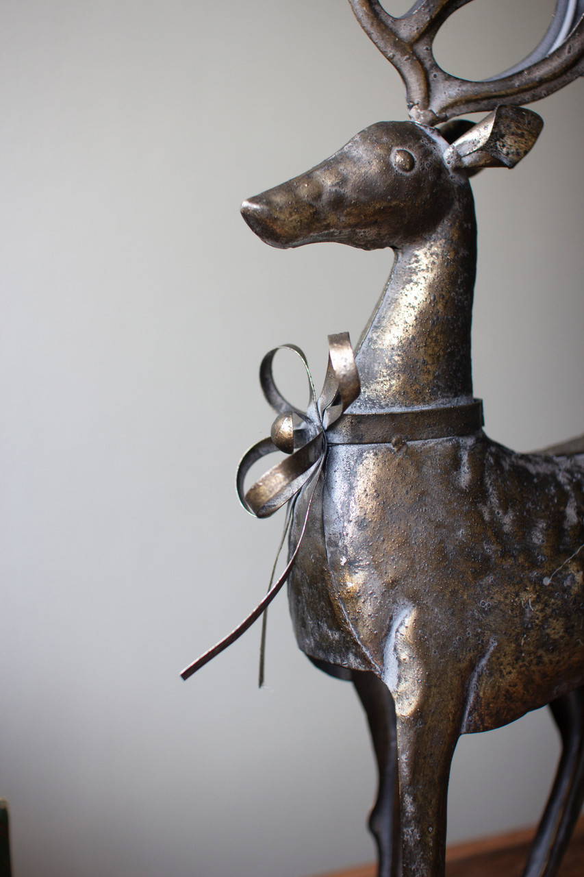 KALALOU CMNQ1306 SET OF TWO RUSTIC METAL REINDEER