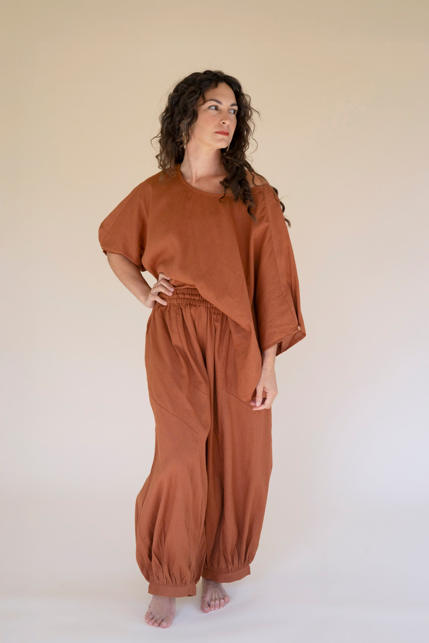 KALALOU NELL1024 DRAWSTRING BALLOON PANT  - CINNAMON