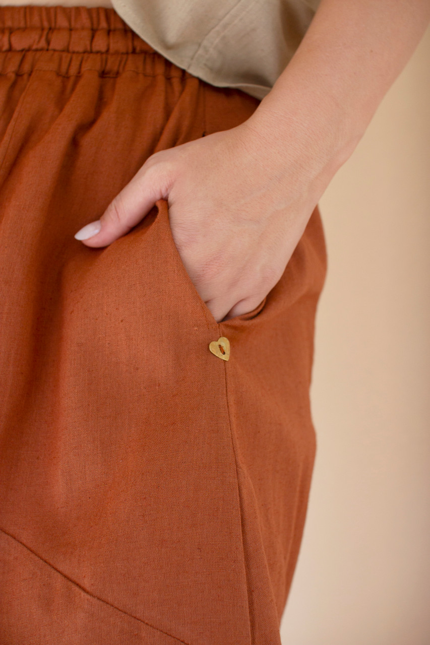 KALALOU NELL1024 DRAWSTRING BALLOON PANT  - CINNAMON