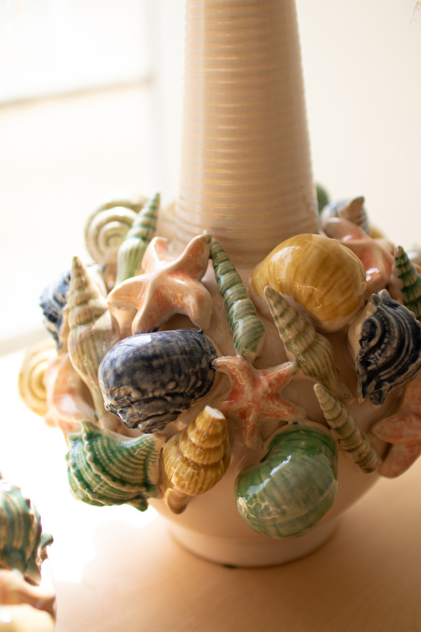 KALALOU CST1028 CERAMIC COASTAL BOTTLE VASE WITH LONG NECK