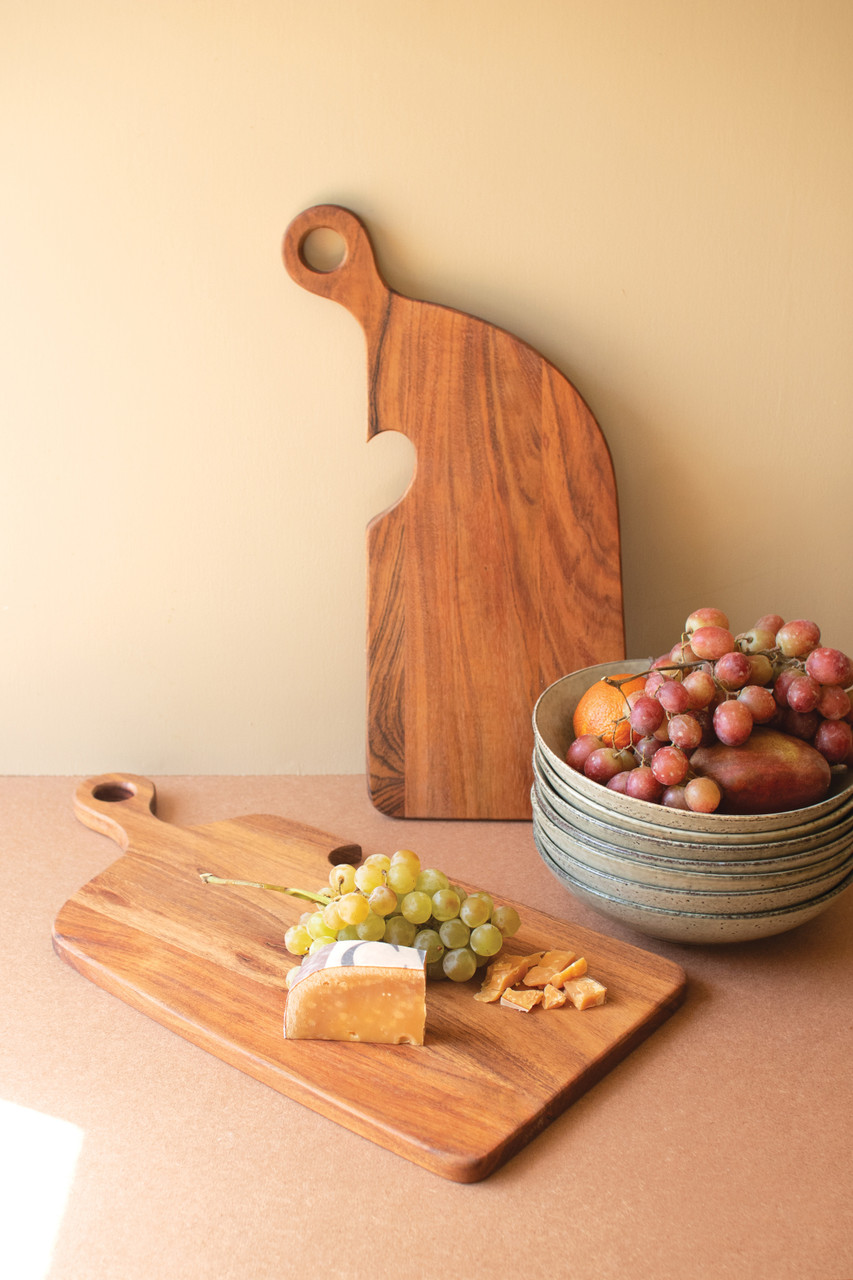 KALALOU NLAR1016 SET OF TWO WOODEN CUTTING BOARDS WITH HEART