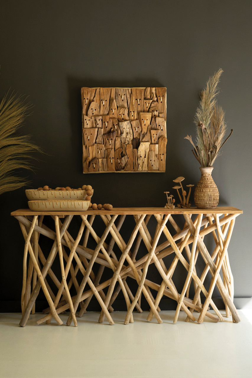 KALALOU DGH1002 REPURPOSED TEAK WOOD BRANCHES CONSOLE TABLE