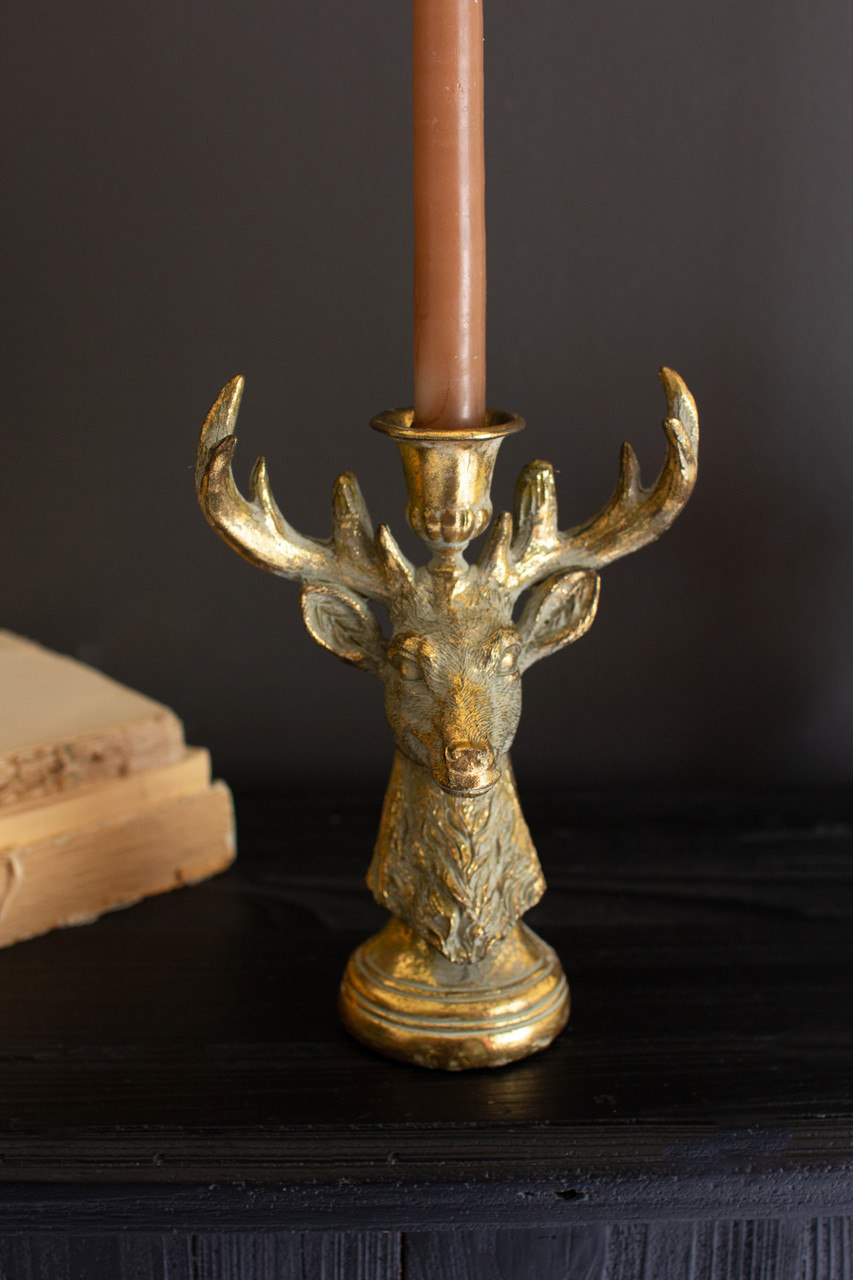 KALALOU CMNQ1281 RESIN TAPER CANDLE HOLDER - DEER