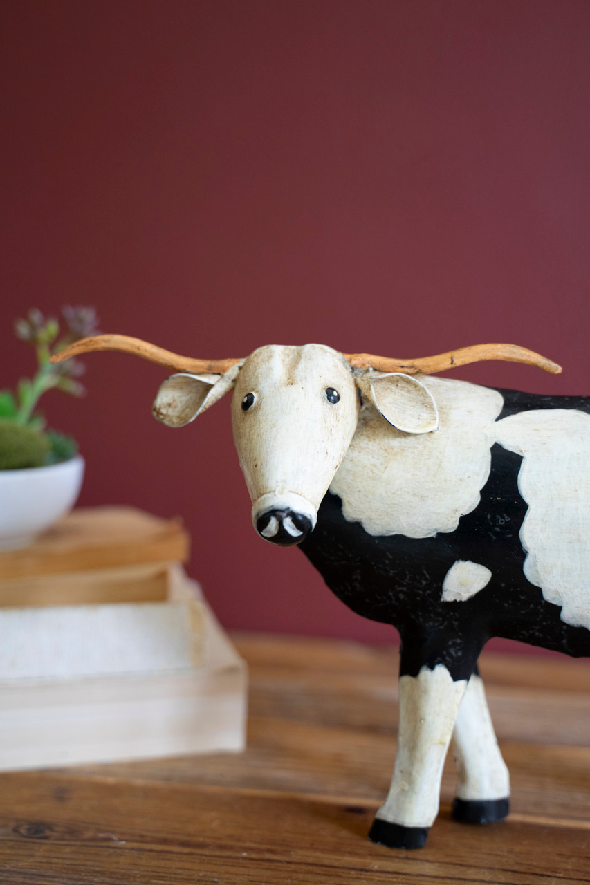 KALALOU NTM1419 PAINTED METAL BLACK AND WHITE STEER