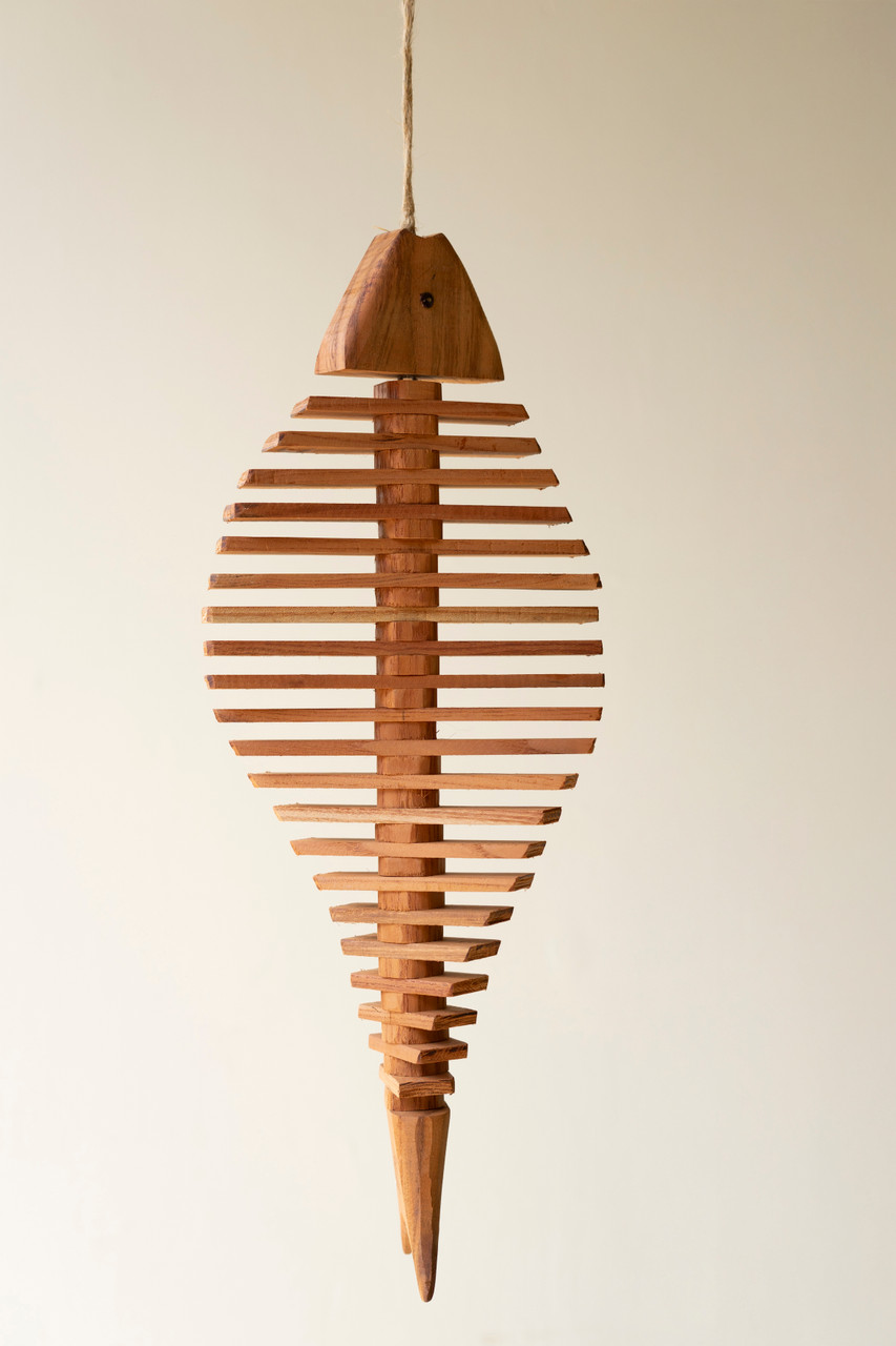 Kalalou Hanging Wooden Fish Décor