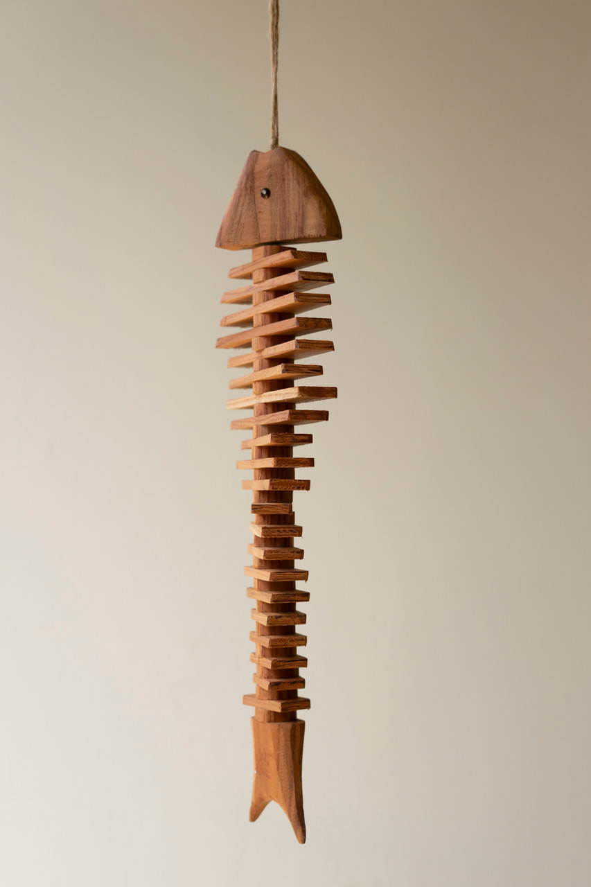 Kalalou Hanging Wooden Fish Décor - Thumbnail 2