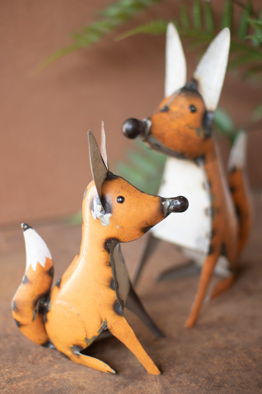 KALALOU NBA2503 SET OF TWO RECYCLED IRON FOXES