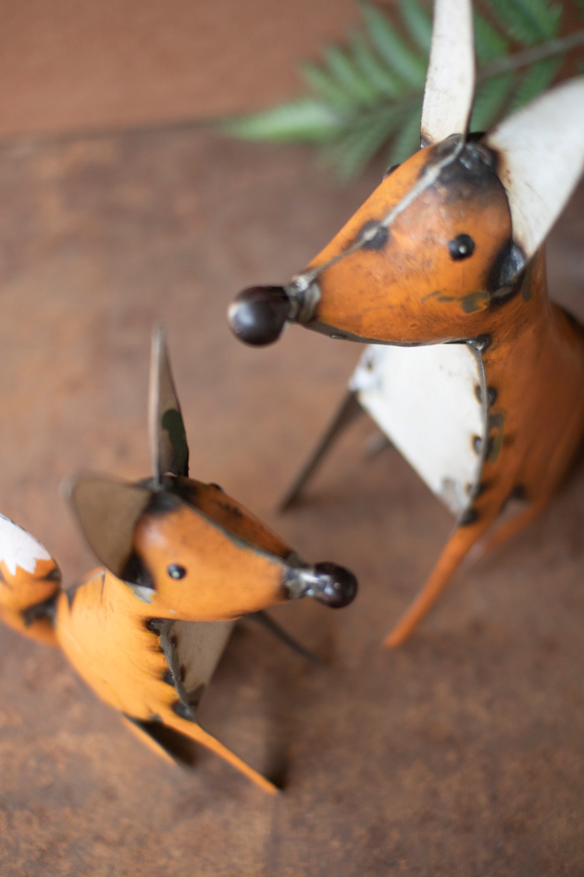 KALALOU NBA2503 SET OF TWO RECYCLED IRON FOXES
