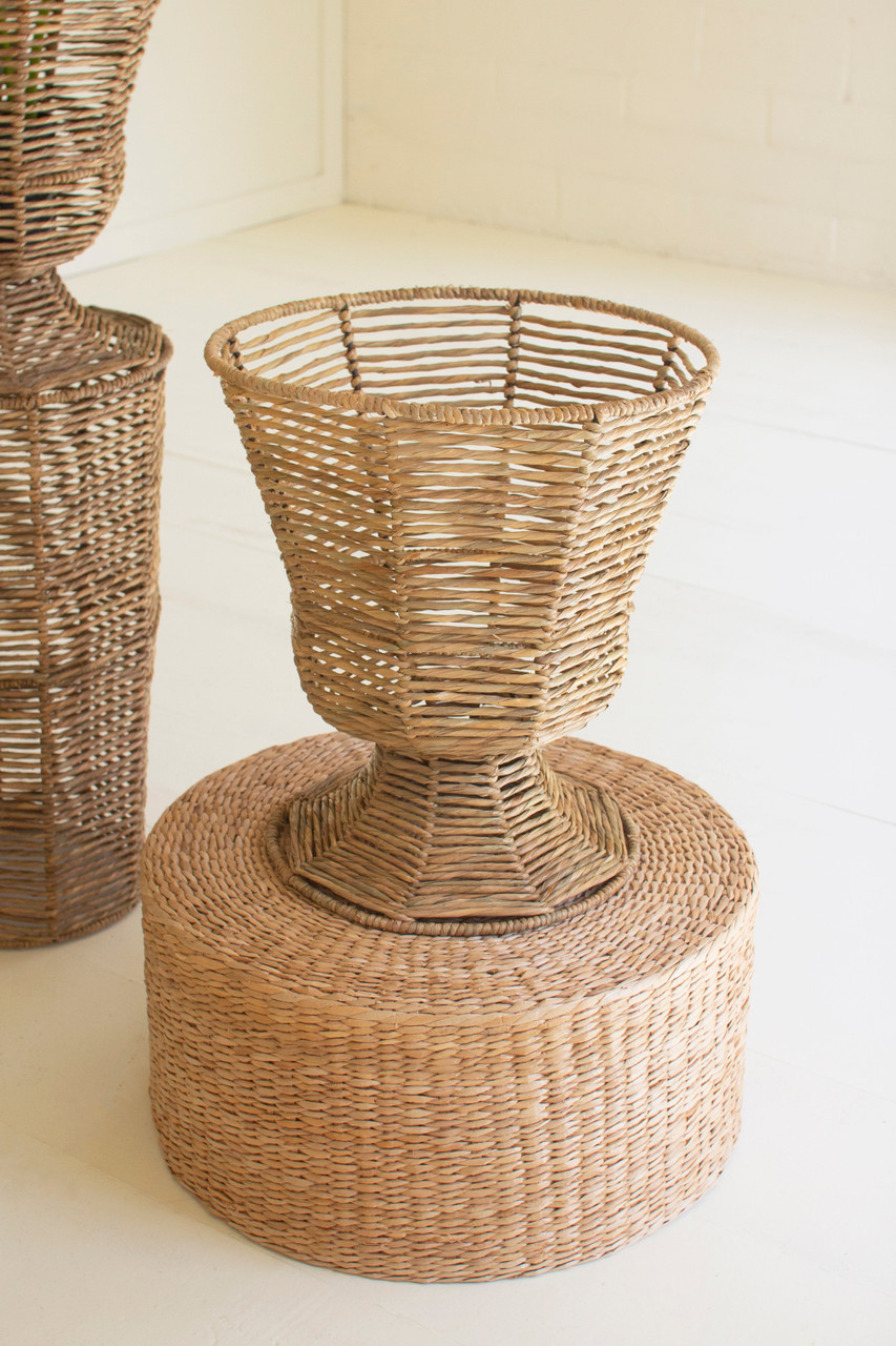 KALALOU A6639 IRON AND SEAGRASS URN - SHORT