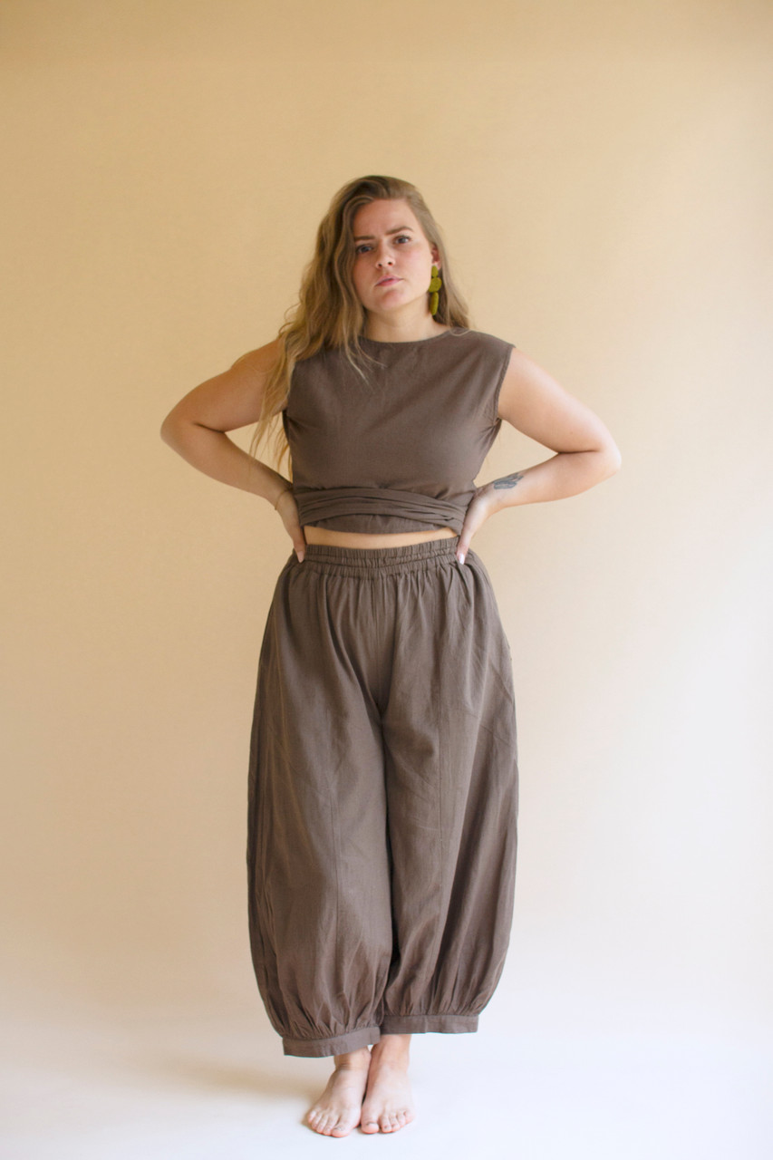 KALALOU NELL1074 CONVERTIBLE WRAP BLOUSE - OREGANO