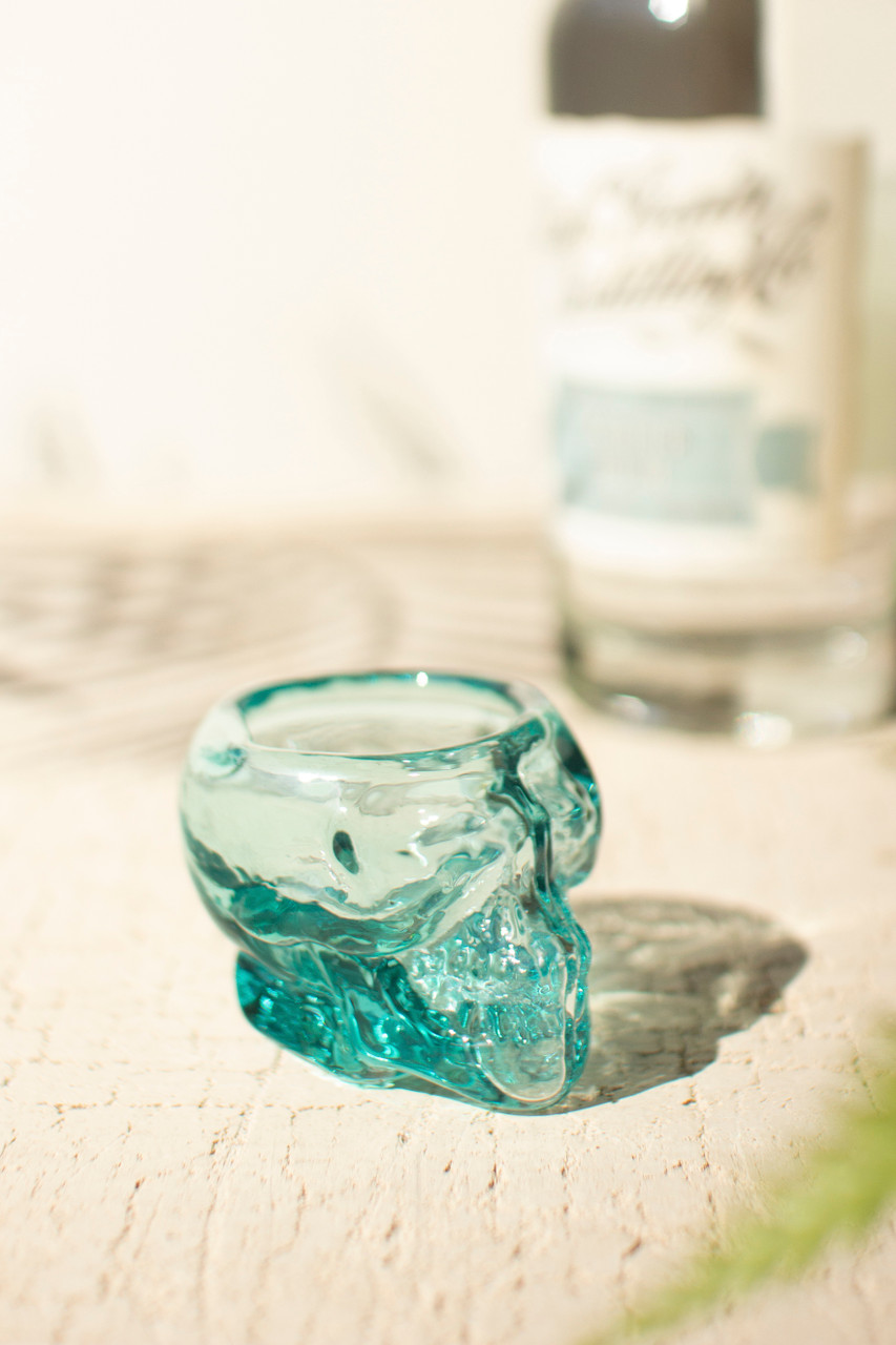KALALOU CRL6075 RECYCLED CLEAR SHOT GLASS - SKULL