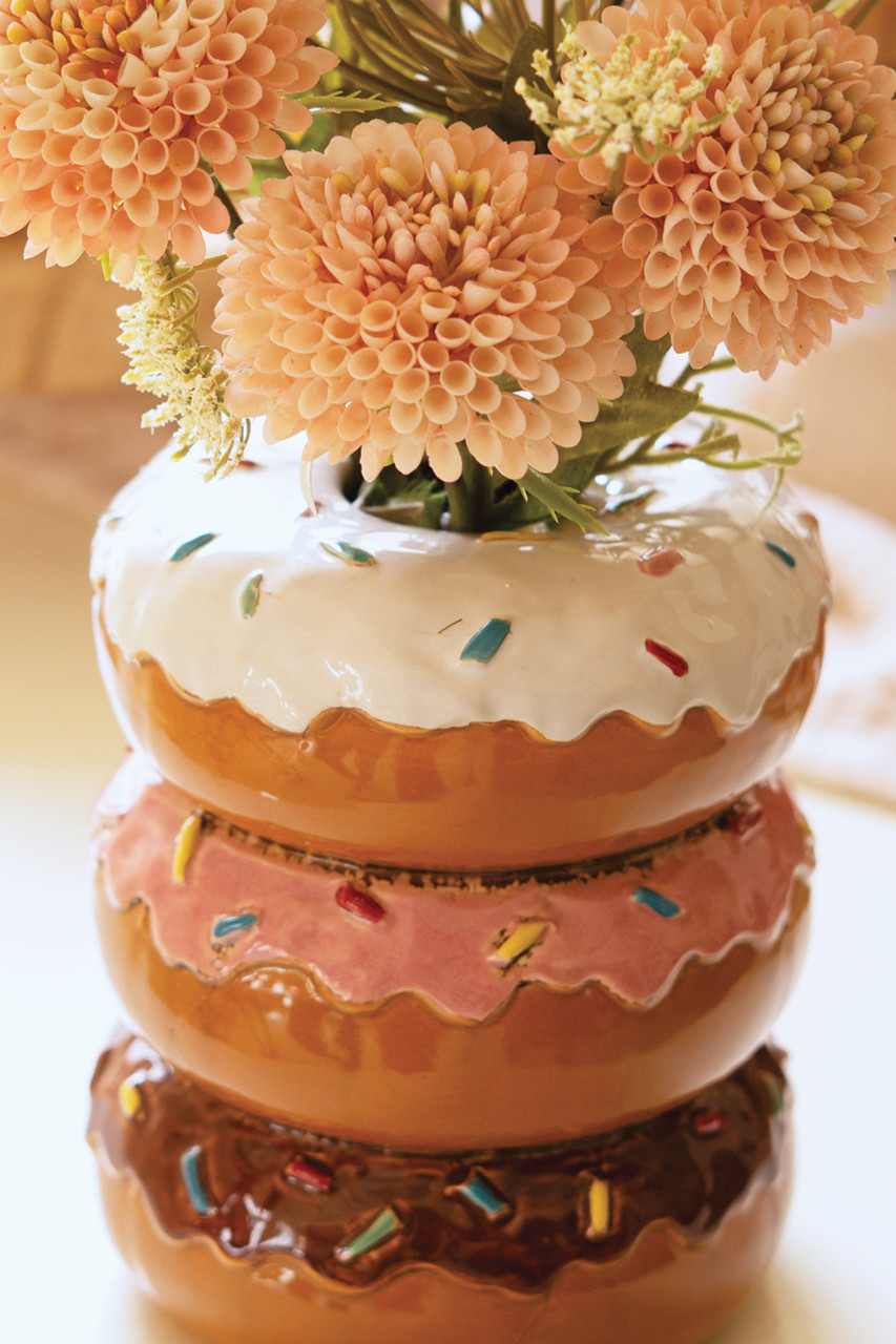KALALOU CDV2325 CERAMIC STACKED DONUT VASE