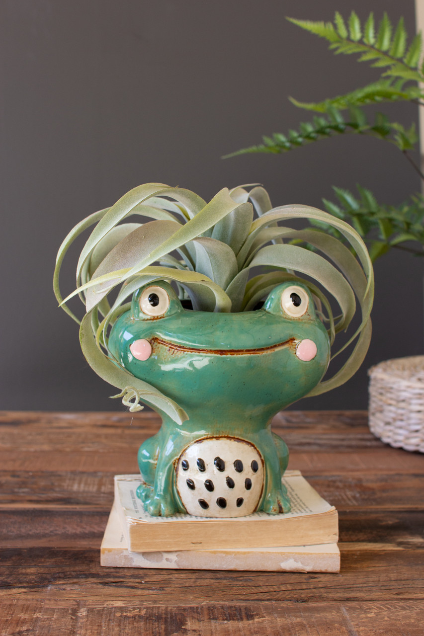 KALALOU CDV2298 CERAMIC FROG PLANTER