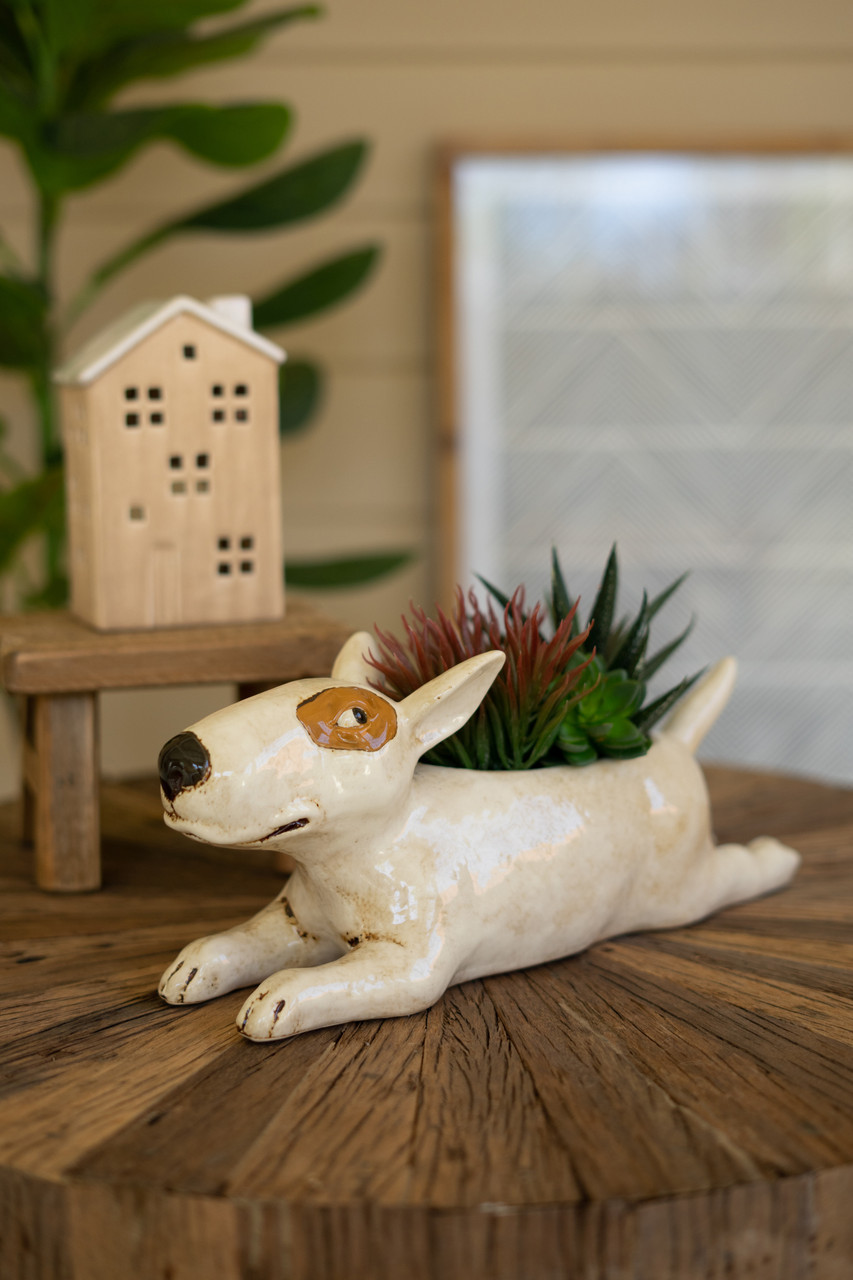 KALALOU CDV2264K CERAMIC BULL TERRIER PLANTER (MIN 2)