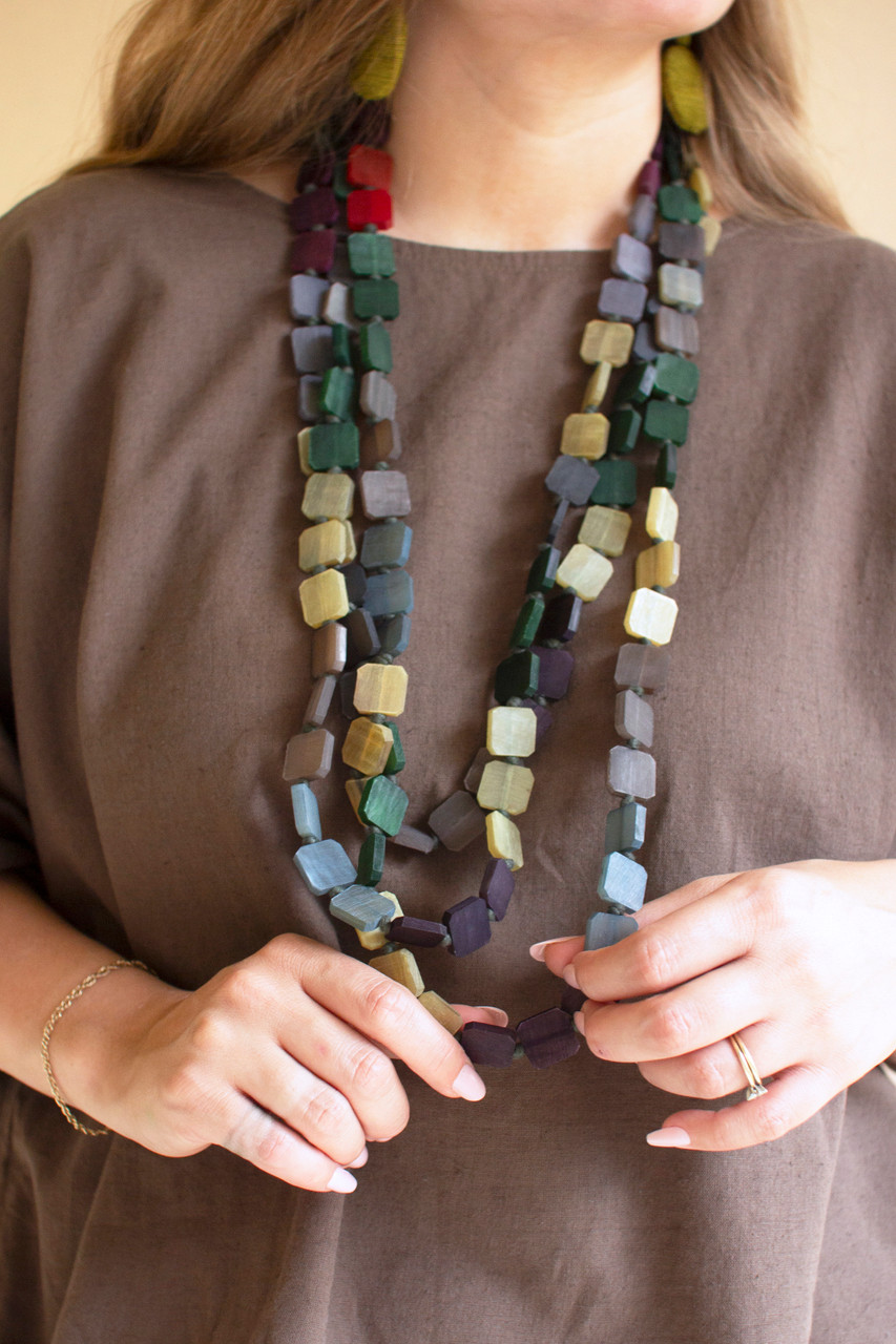 KALALOU NBB1019 MULTI -COLORED HORN NECKLACE