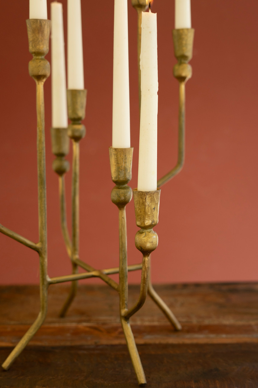 KALALOU NELE1019 EIGHT TAPER CANDELABRA - ANTIQUE BRASS
