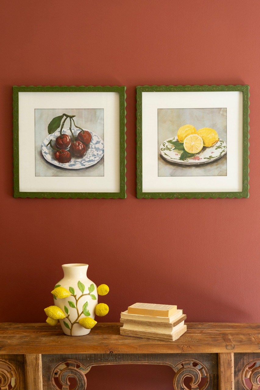 KALALOU CHH1560 SET OF TWO FRAMED FRUIT PRINTS UNDER GLASS