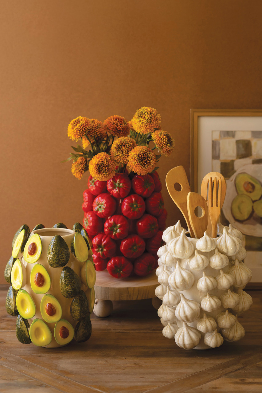 KALALOU CXNY1005 CERAMIC VASE - AVOCADOS