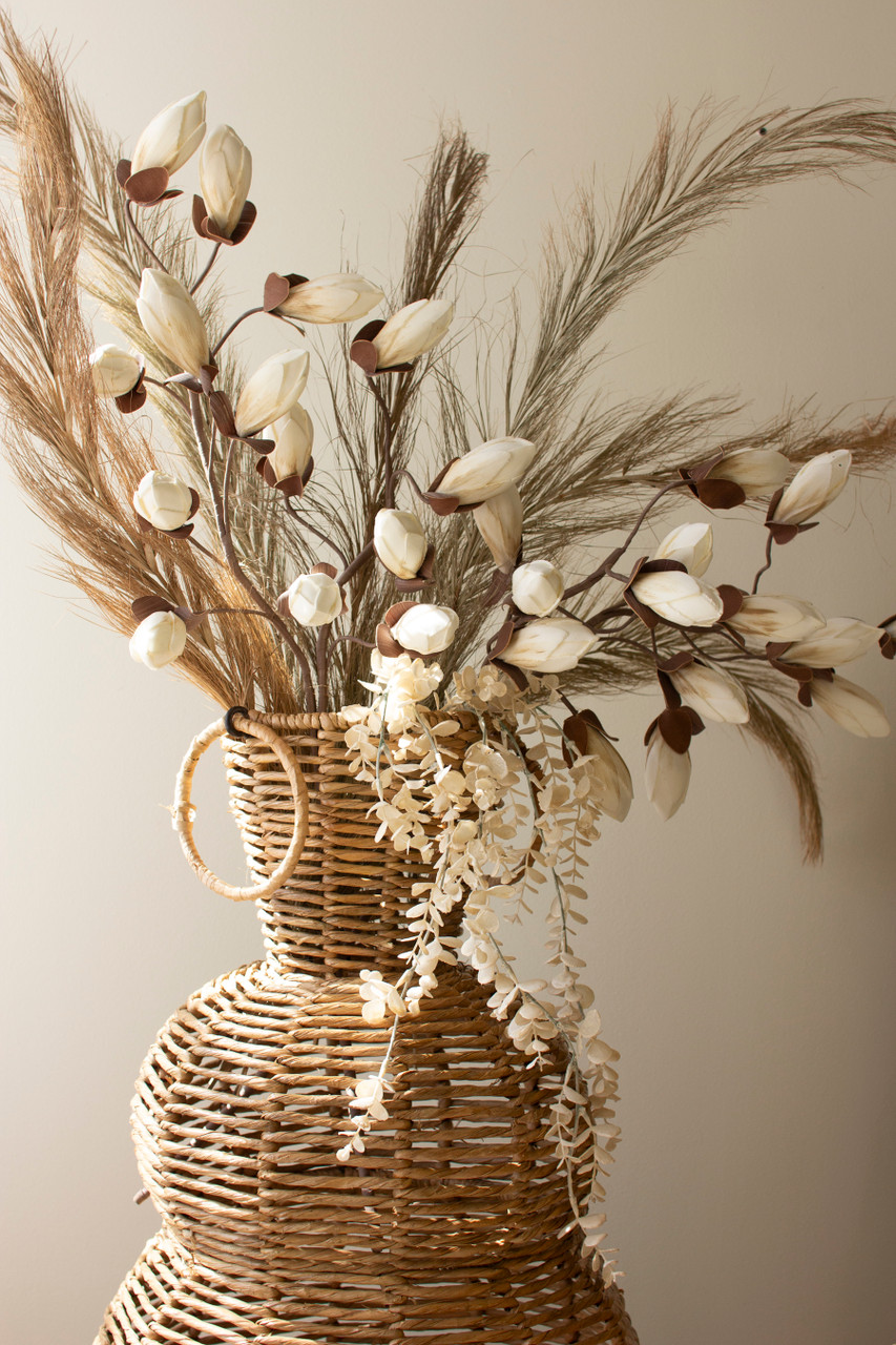 KALALOU A6616 SET OF THREE WOVEN SEAGRASS AND IRON FLOOR VASES