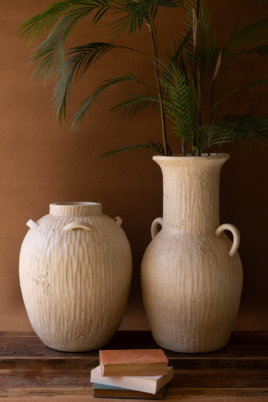 KALALOU CMAY1091 STONE COMPOSITE URN WITH TWO HANDLES