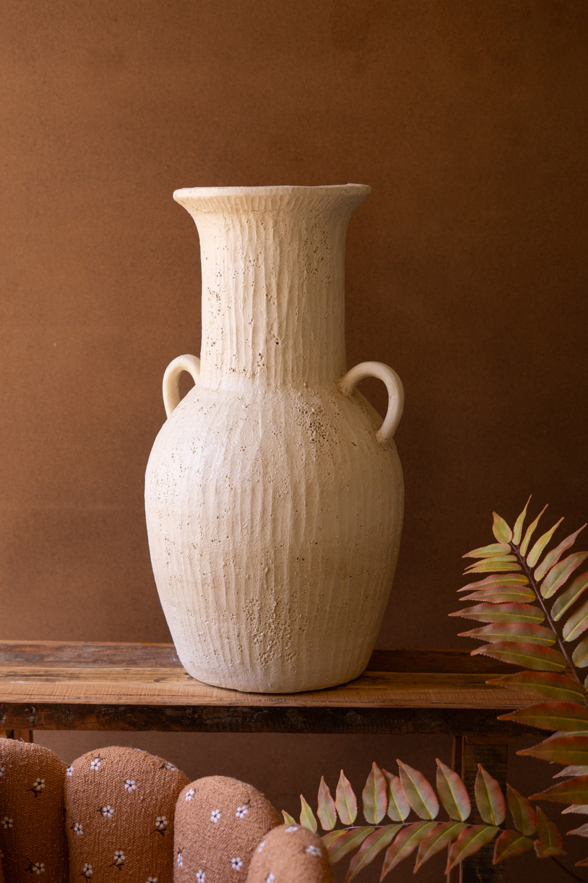 KALALOU CMAY1091 STONE COMPOSITE URN WITH TWO HANDLES