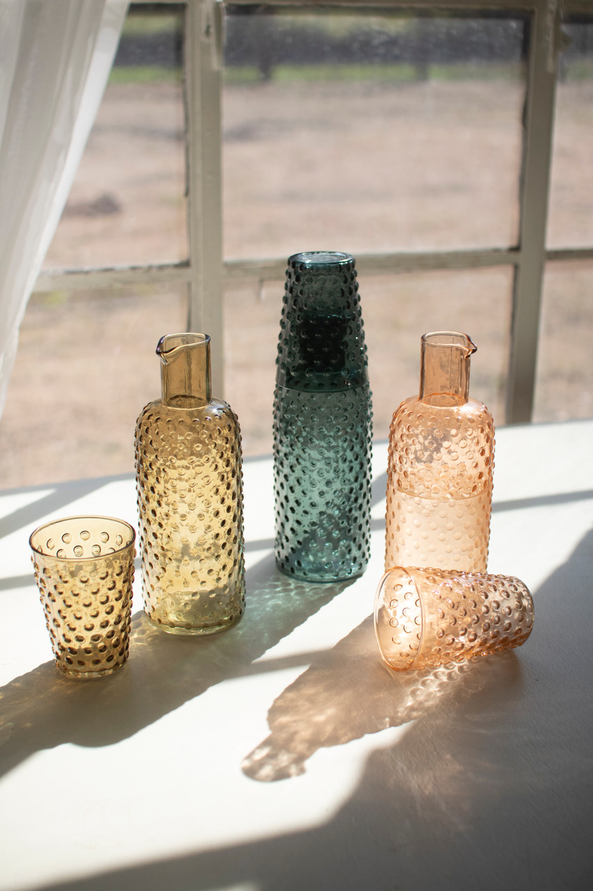 KALALOU NGLE1003 SET OF THREE BUBBLE GLASS CARAFES W TUMBLER - ONE EACH