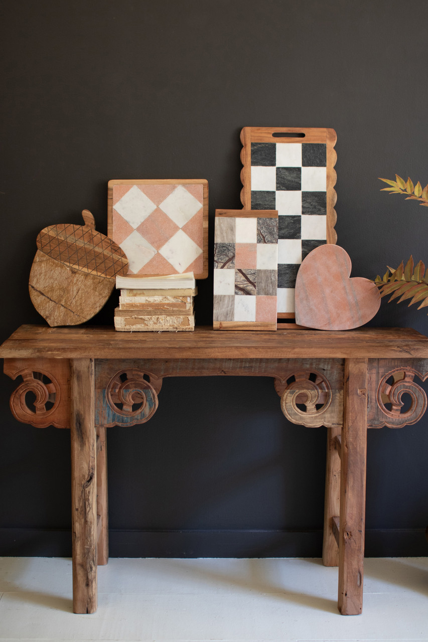 KALALOU NNAV1021 PINK MARBLE HEART CHEESE BOARD