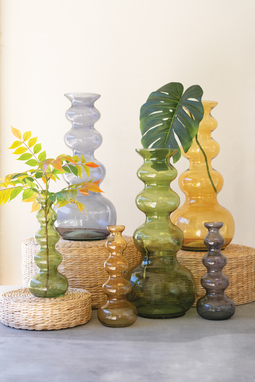 Large Glass Bubble Vase / Green - Thumbnail 3