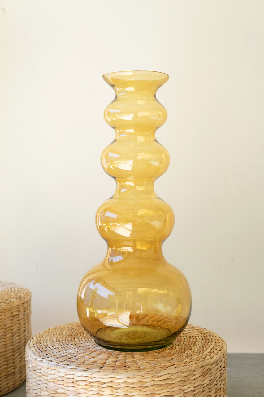 KALALOU CV2318 LARGE GLASS BUBBLE VASE - AMBER