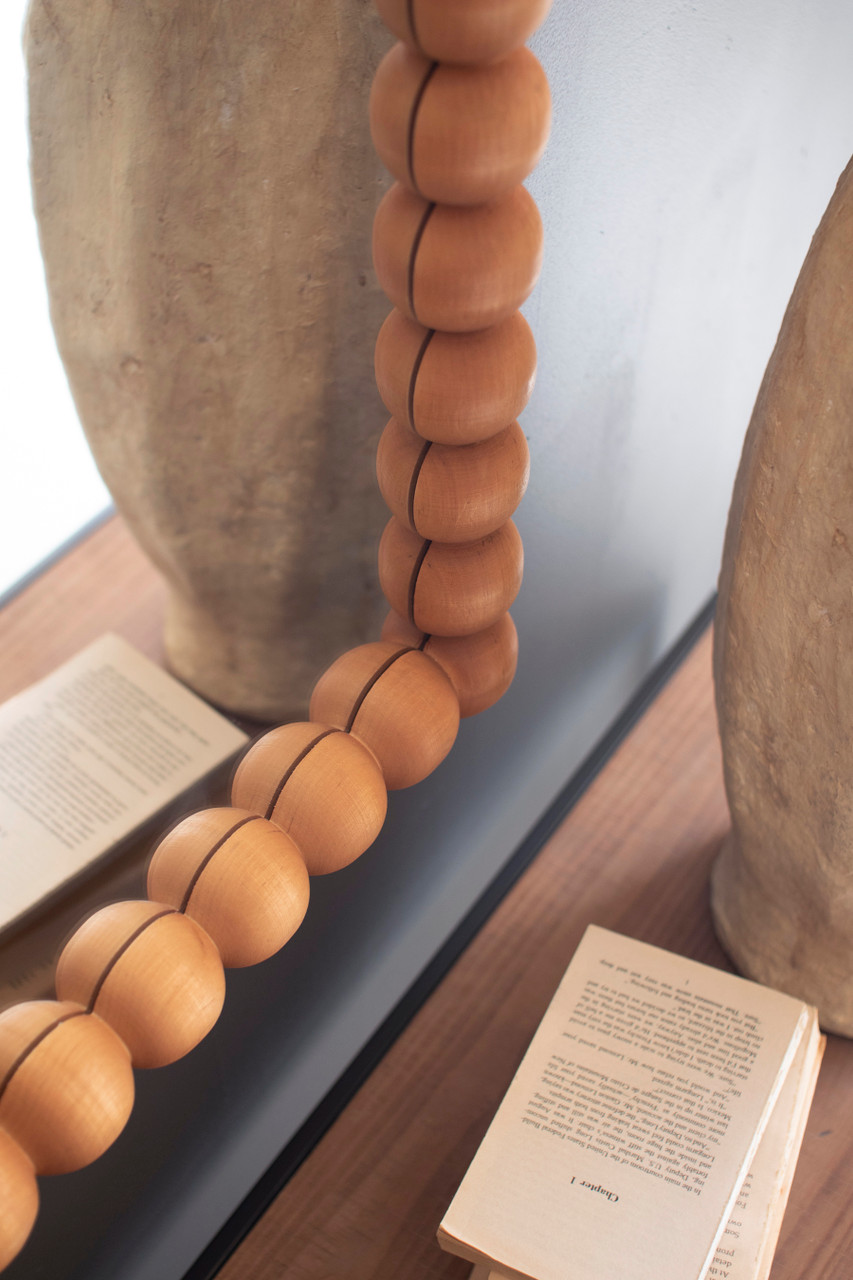 KALALOU CMN1594 ARCHED WOOD BALL FRAMED MIRROR