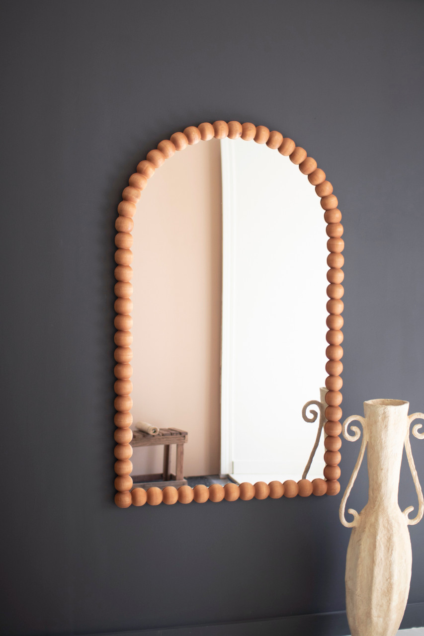 KALALOU CMN1594 ARCHED WOOD BALL FRAMED MIRROR