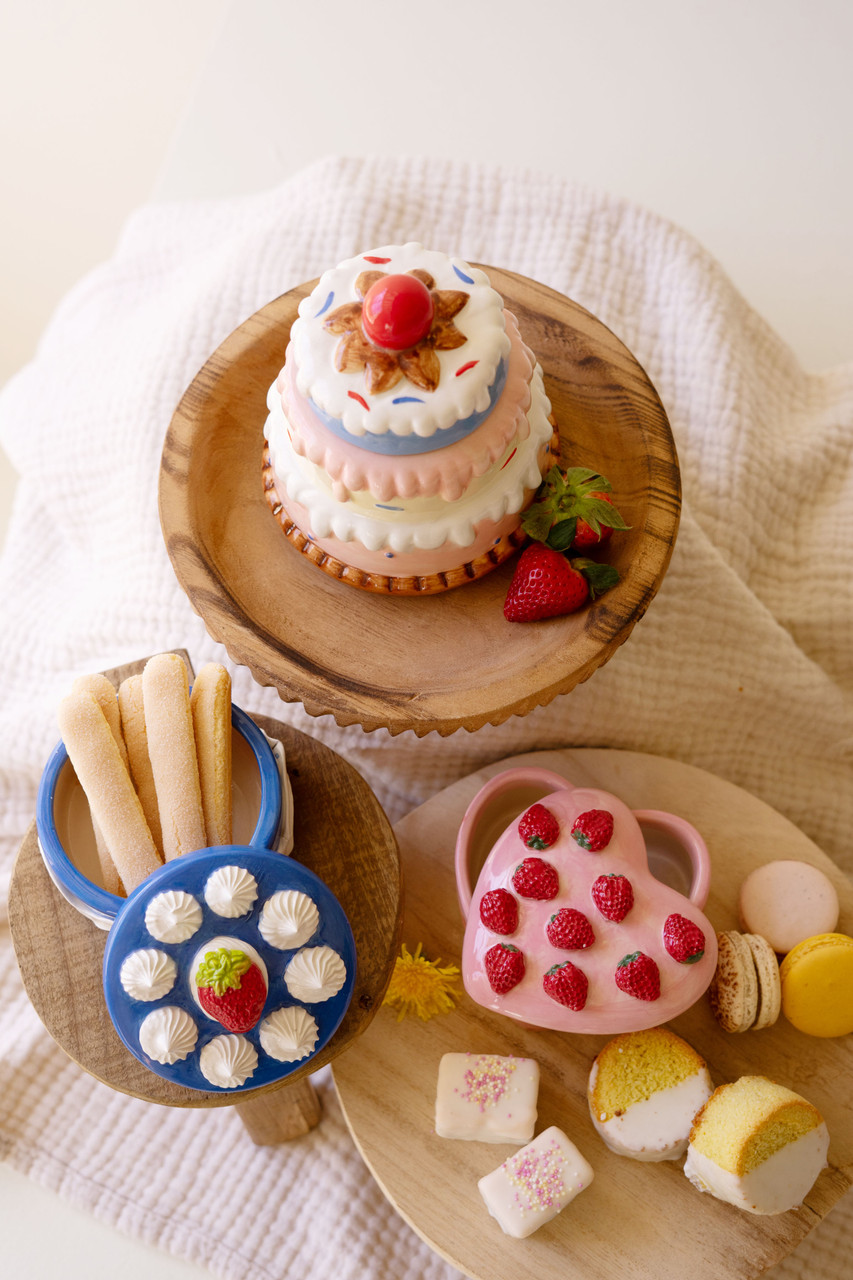 KALALOU CXNY1045 SET OF THREE CERAMIC DESSERT BOXES.