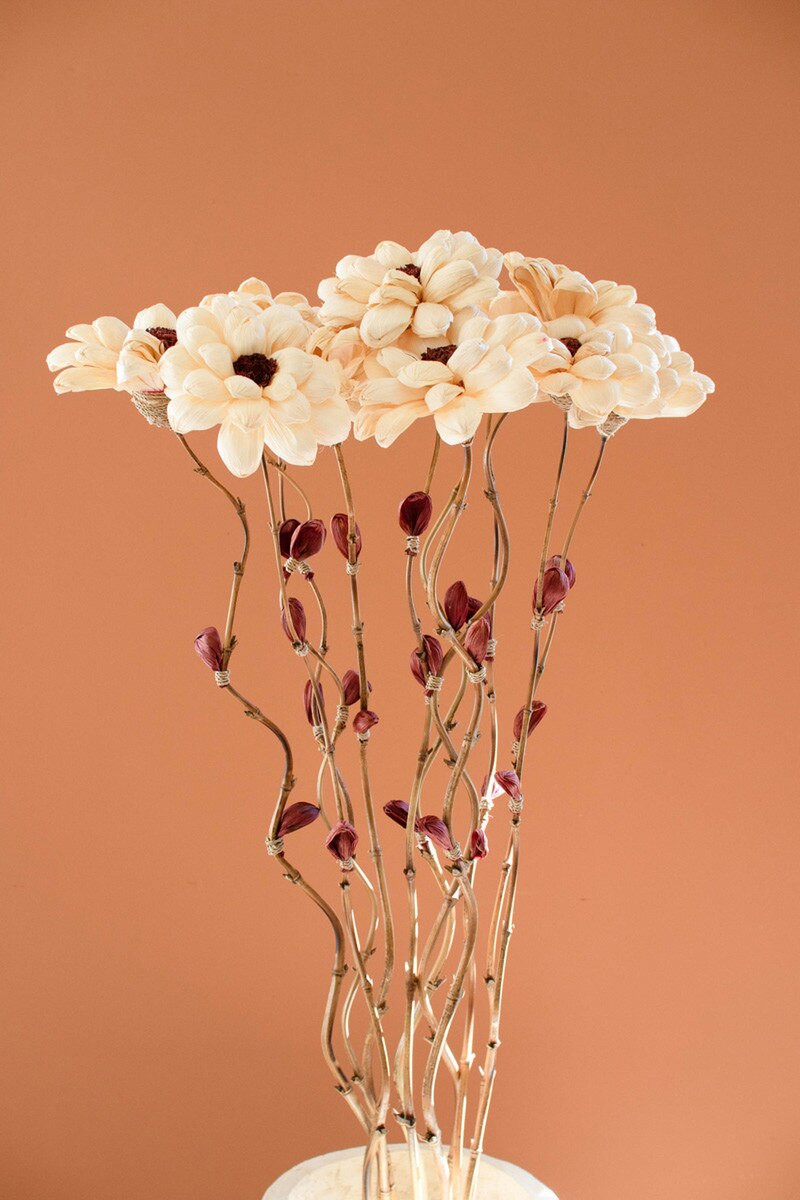 KALALOU DEX1006 SET OF TWELVE DRIED FLOWERS ON A BAMBOO STEM #7