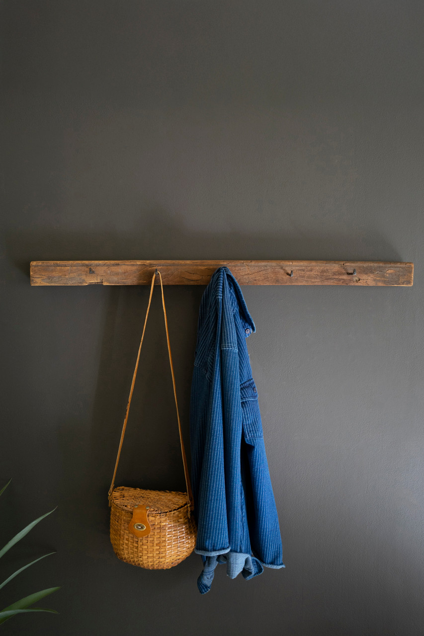 KALALOU NMCC1395 RECYCLED WOOD COATRACK WITH FORGED IRON HOOKS