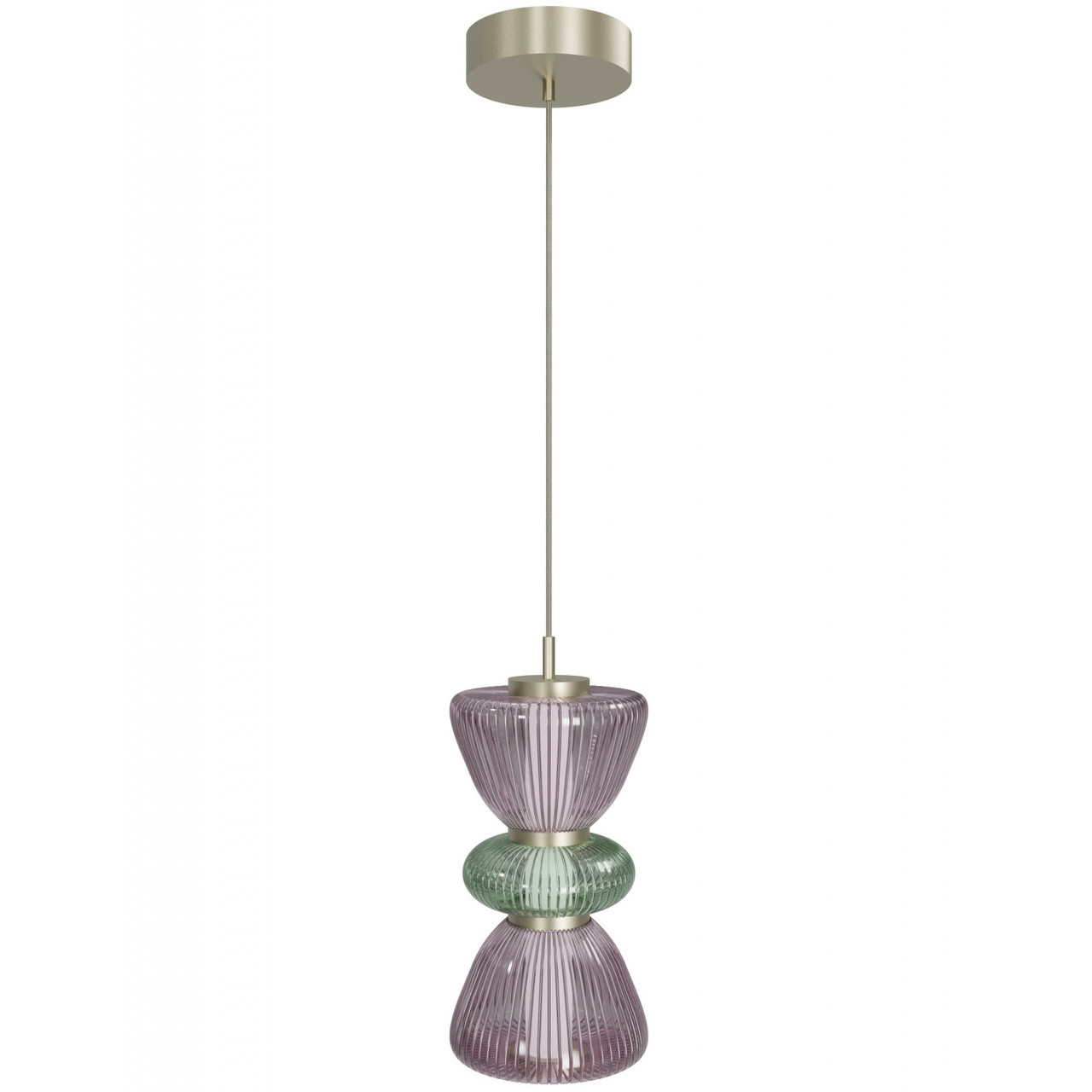 AVENUE LIGHTING HF8970-PGP Rosewood 9"W LED Pendant in Brass with Purple/Green Glass