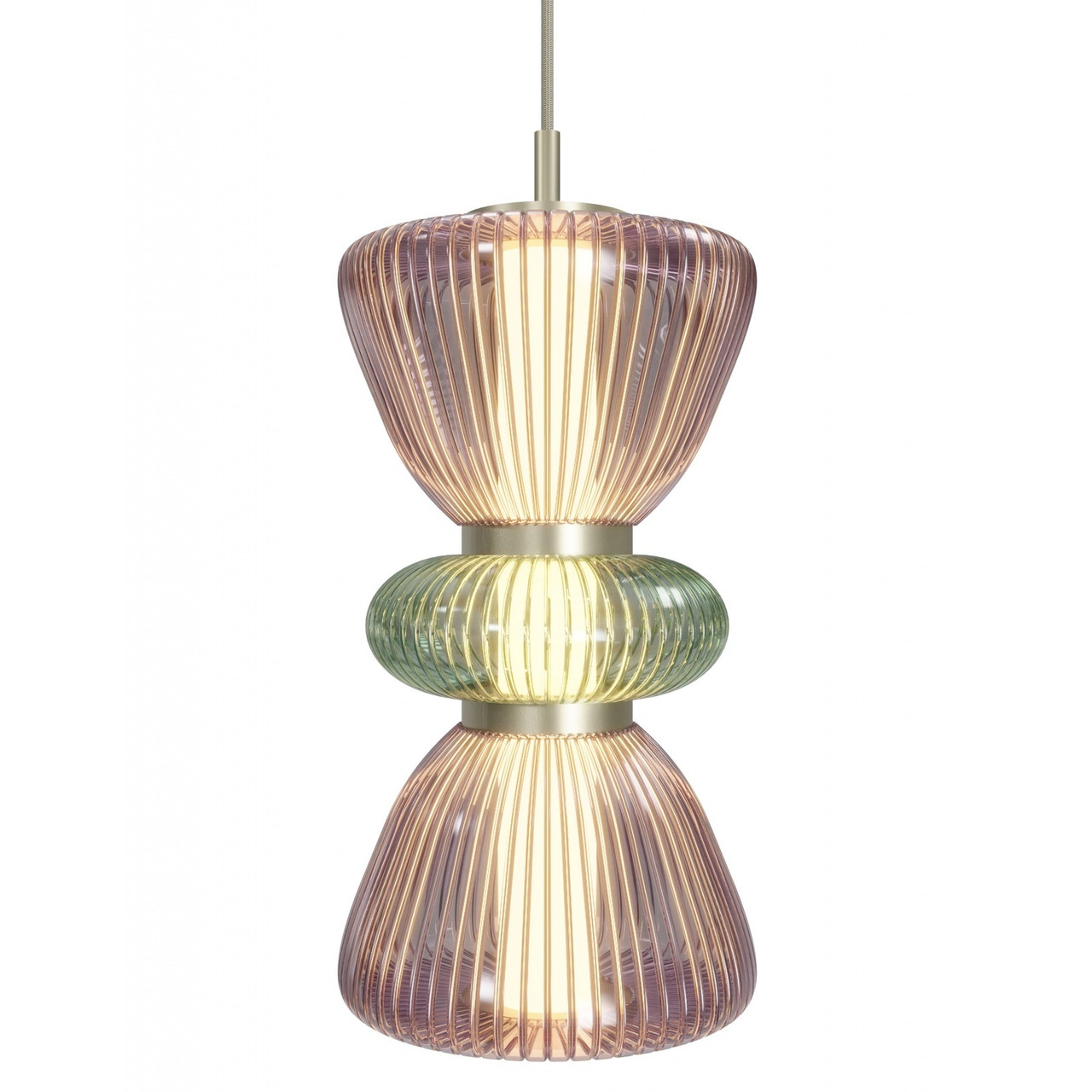 AVENUE LIGHTING HF8970-PGP Rosewood 9"W LED Pendant in Brass with Purple/Green Glass