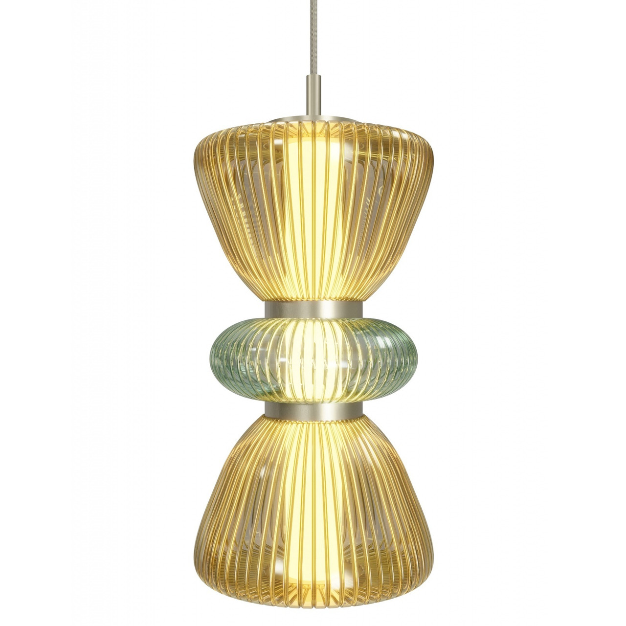 AVENUE LIGHTING HF8970-YGY Rosewood 9"W LED Pendant in Brass with Yellow/Green Glass