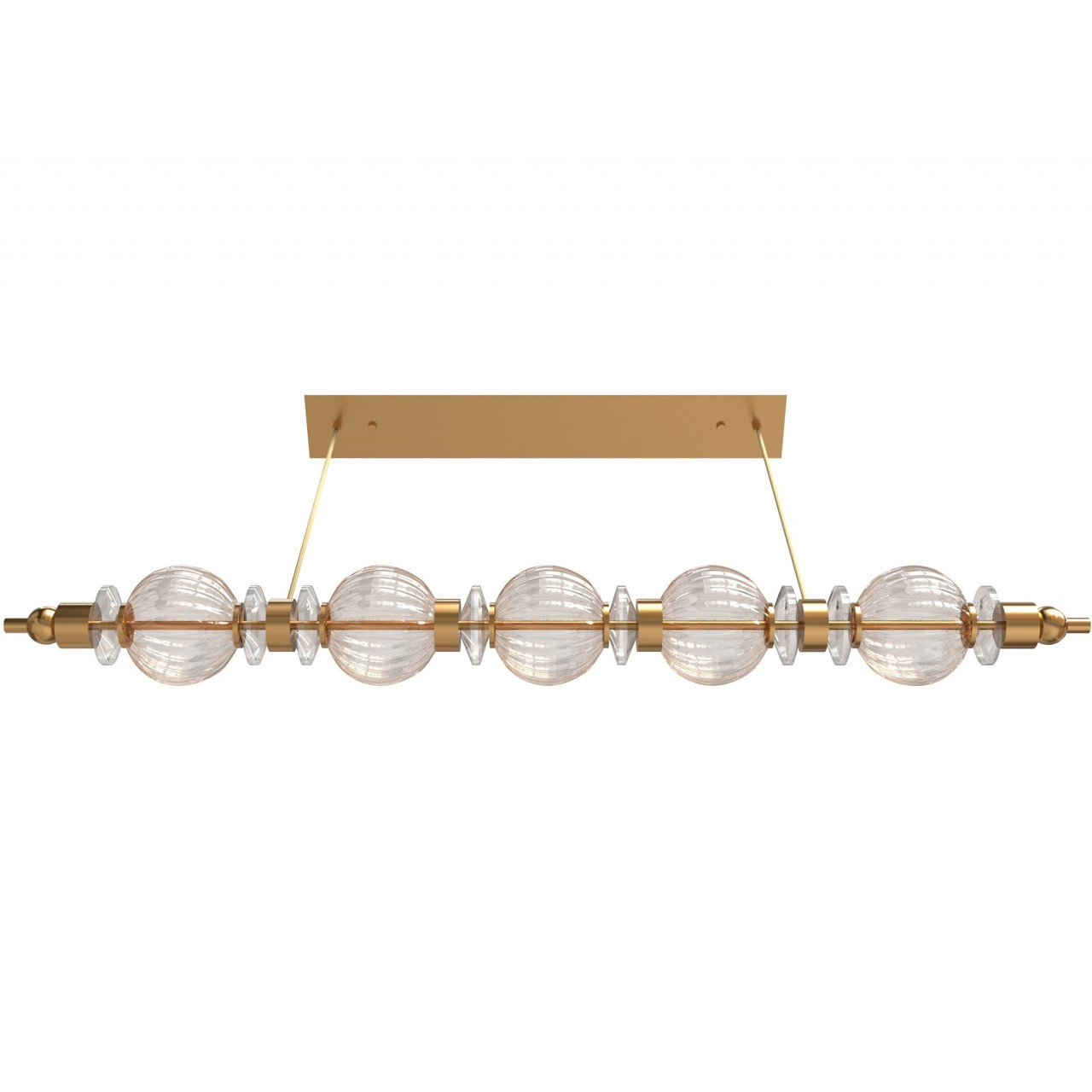 AVENUE LIGHTING HF7955-AB Avra 5-Light 48"W Linear LED Pendant in Aged Brass/Clear Glass