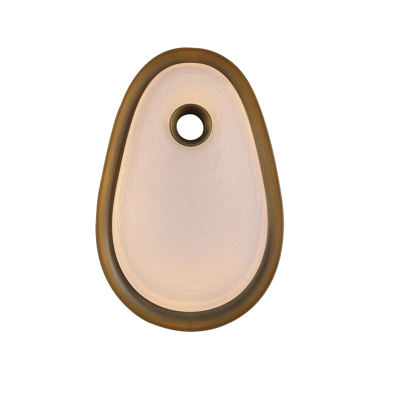 AVENUE LIGHTING HF7222W-AB-WHT Palmea 16"H Oval White Glass LED Wall Sconce in Aged Brass