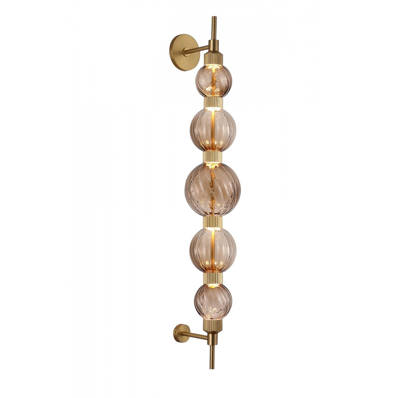 AVENUE LIGHTING HF7950-AB-BRN Zayna 5-Light 44"H LED Wall Sconce in Aged Brass/Brown Glass