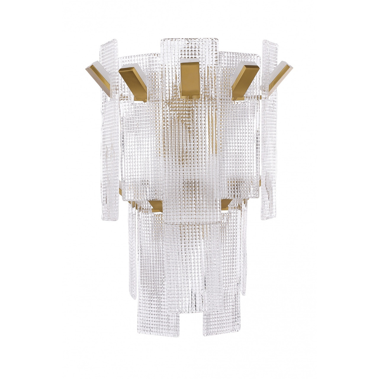 AVENUE LIGHTING HF7183-AGB Belmont 2-Tier 23.5"H Wall Sconce in Aged Golden Brass/Textured Glass