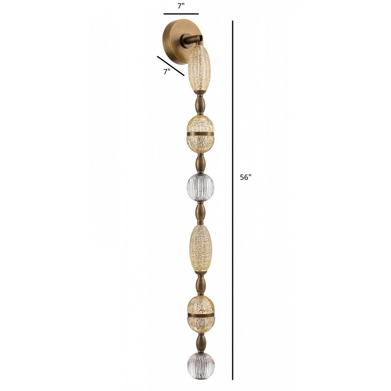 AVENUE LIGHTING HF7161-AGB Dubai 6-Light 56"H LED Wall Sconce in Aged Golden Brass/Gold Glass